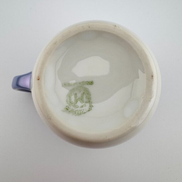 Vintage Noritake Lusterware Hand Painted Creamer Blue Floral Japanese - Picture 7 of 8